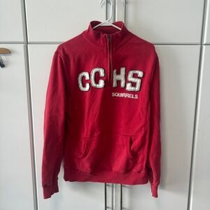 Blu 84 CCHS Squirrels Red Quarter Zip Sweatshirt Mens Small Pullover Mock Neck